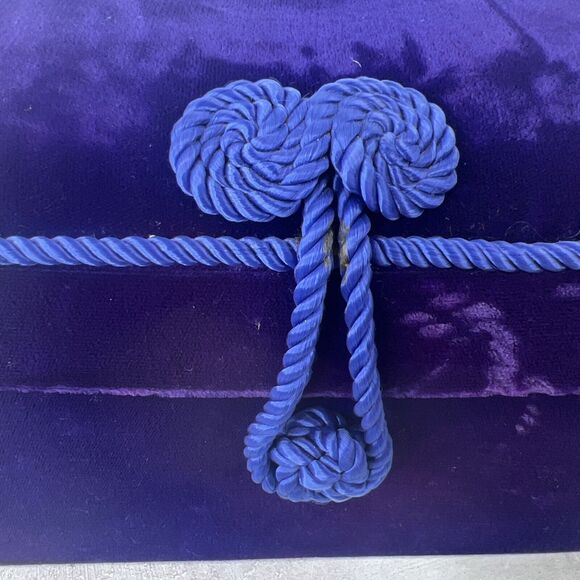 Goldsmith Vintage Velvet Holder Cobalt Blue 90s Maximalist Bold Decor - Picture 10 of 14